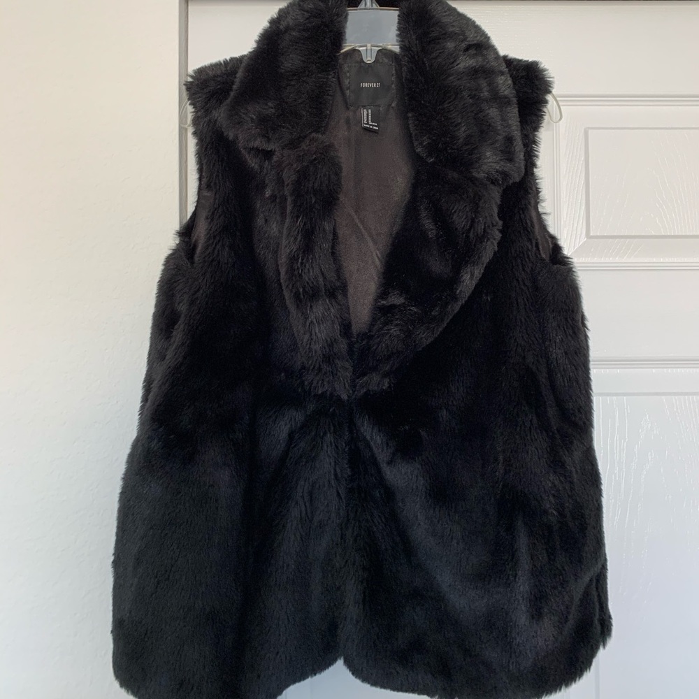 Black faux fur vest